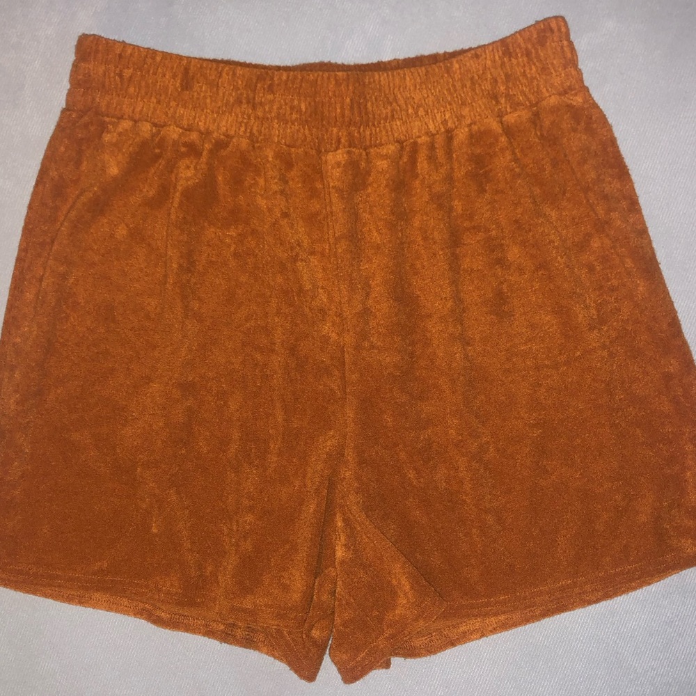 Knit Terry Cloth Rust Umber Lounge Short Women’s Sz M by OPEN EDIT